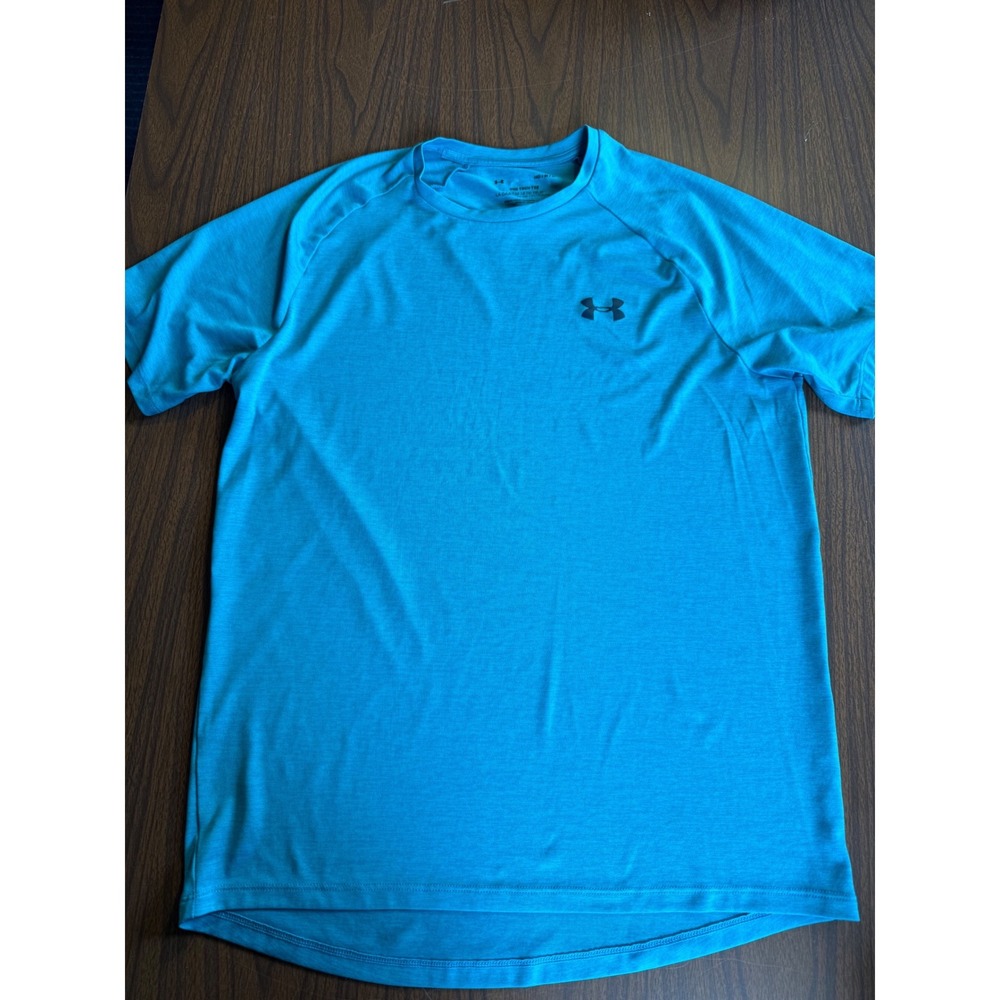 Under Armour Mens Tech Tee Turquoise Blue Heather Short Sleeve Gym Shirt Medium